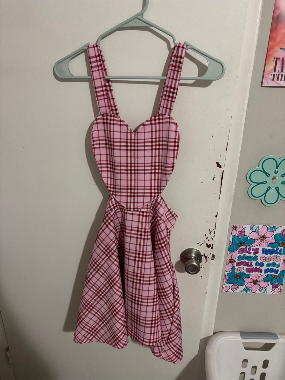 Junior's M Sweet Society Heart-shaped Overall Dress Pink - Polyester Blend